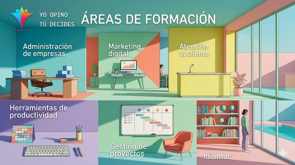 areas de formación como Asistente Vitual