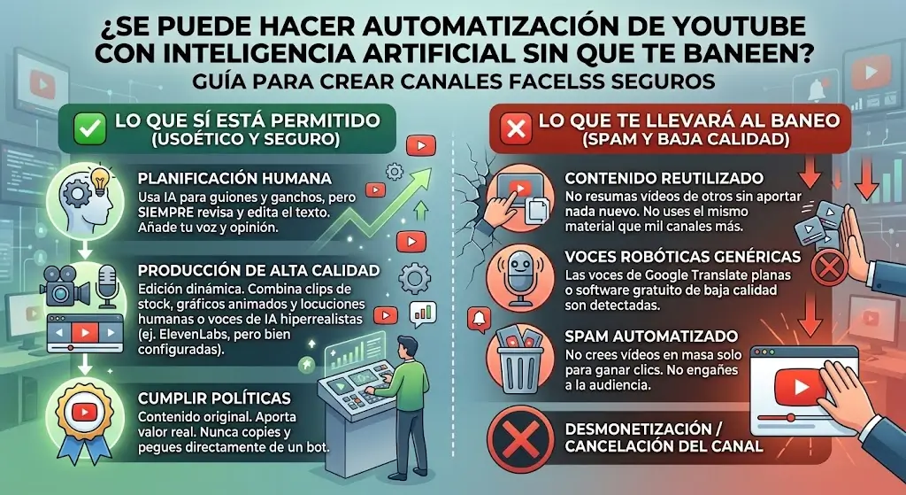 youtube e inteligencia artificial sin que te baneen