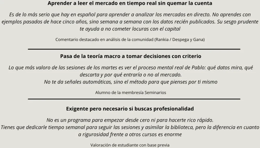 Testimonios de alumnos de Pablo Gil sobre su mentoría Seminarios.